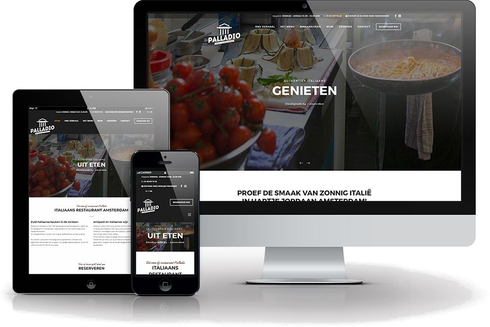 Betaalbare maatwerk website voor restaurant Palladio in Amsterdam